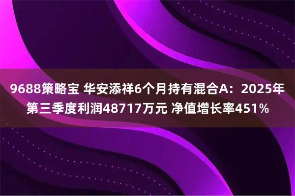 9688策略宝 华安添祥6个月持有混合A:2025年第三季度利润48717万元 净值增长率451%