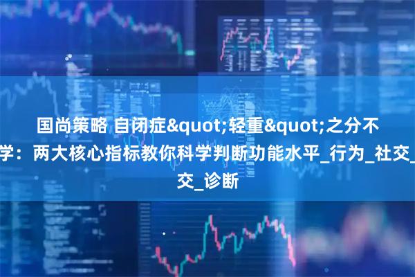 国尚策略 自闭症"轻重"之分不是玄学：两大核心指标教你科学判断功能水平_行为_社交_诊断